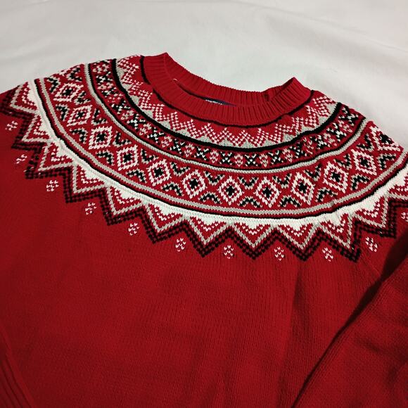 Christmas Sweater XL Red Cotton-Blend AMERICAN LIVING Raglan-Sleeve ALL WINTER - Picture 4 of 9
